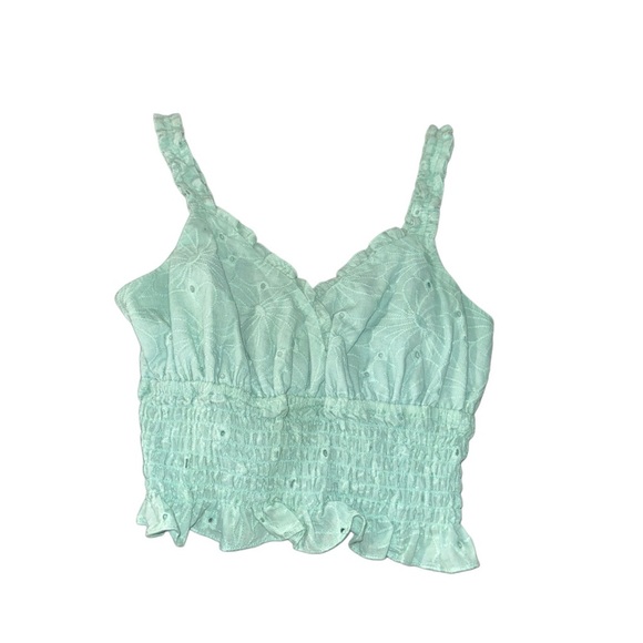 Natural Soul Tops - Natural Soul Green Smocked Ruffled Tank Top